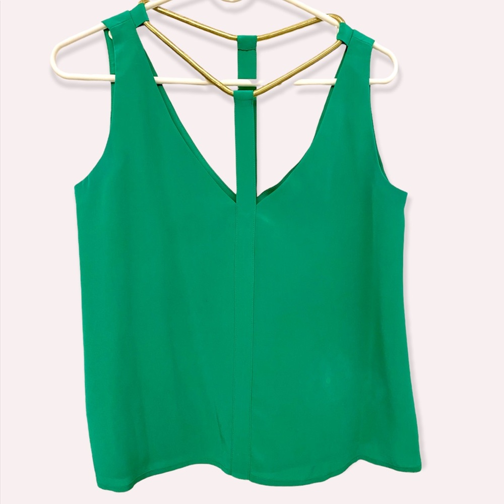 BCBGMAXAZRIA Nydia Silk Top in Green Opal